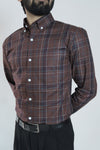 Coffee Brown Signature Twill Checks Shirt