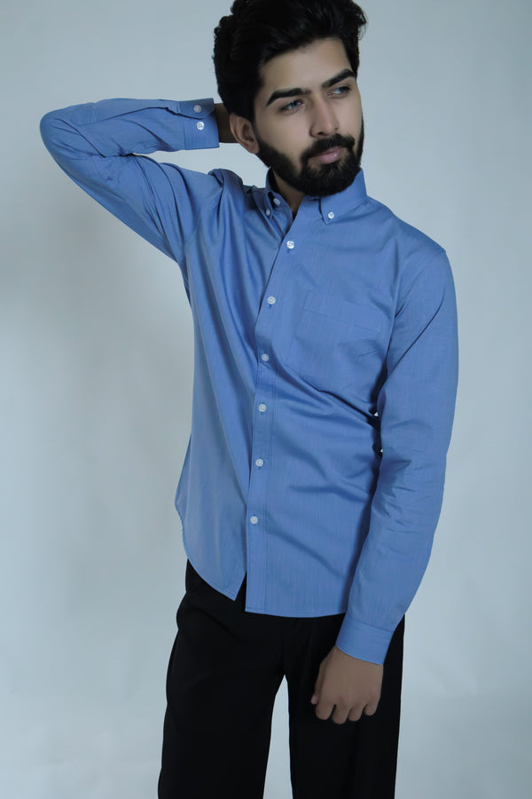 Royal Blue Luxe Cotton Shirt Slim Fit