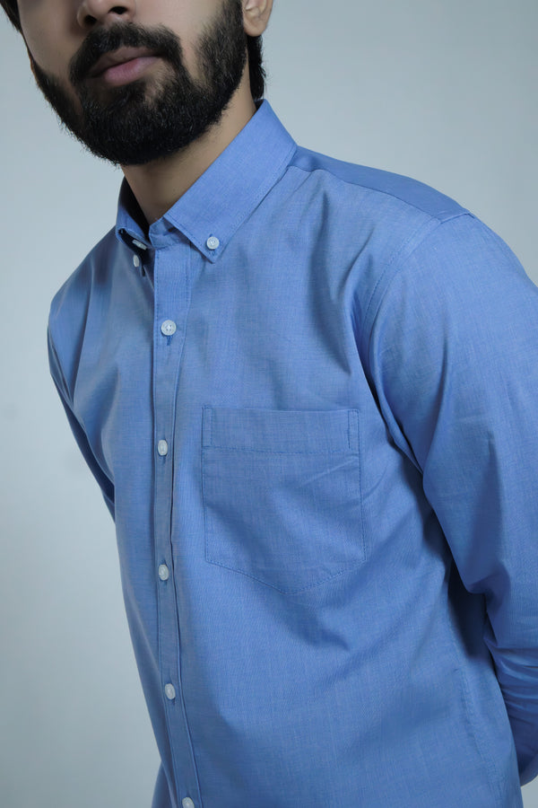 Royal Blue Luxe Cotton Shirt Slim Fit