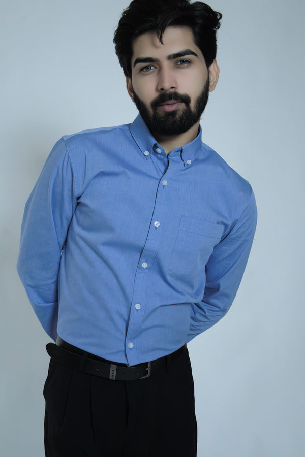 Royal Blue Luxe Cotton Shirt Slim Fit