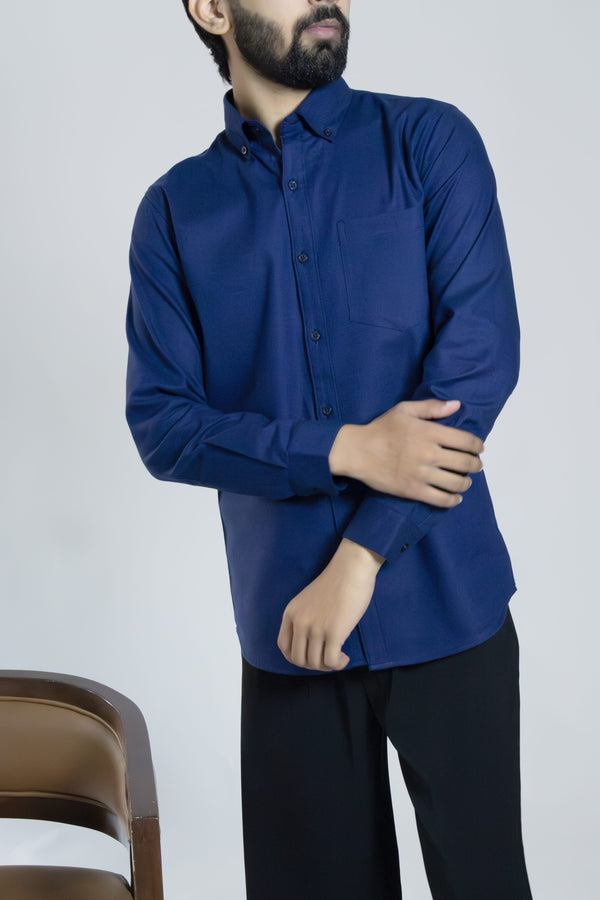 Navy Blue Cotton Oxford Shirt