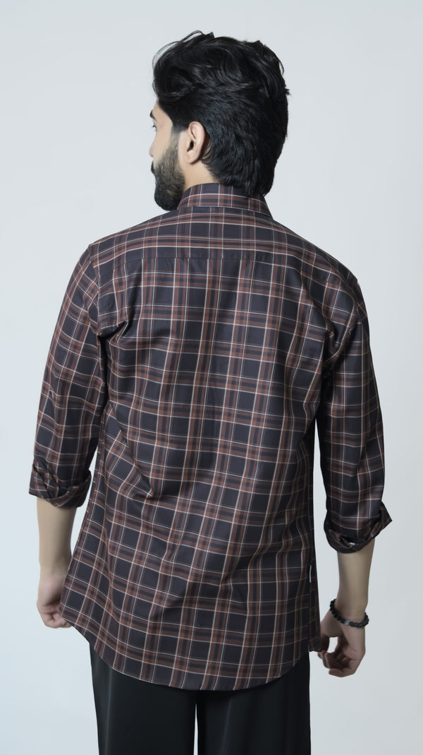 Brown and Black Signature Twill Checks Shirt
