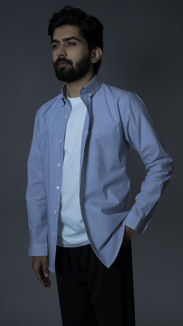 Blue and White Stripes Shirt