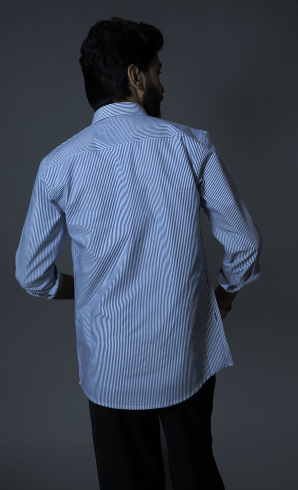 Blue and White Stripes Shirt