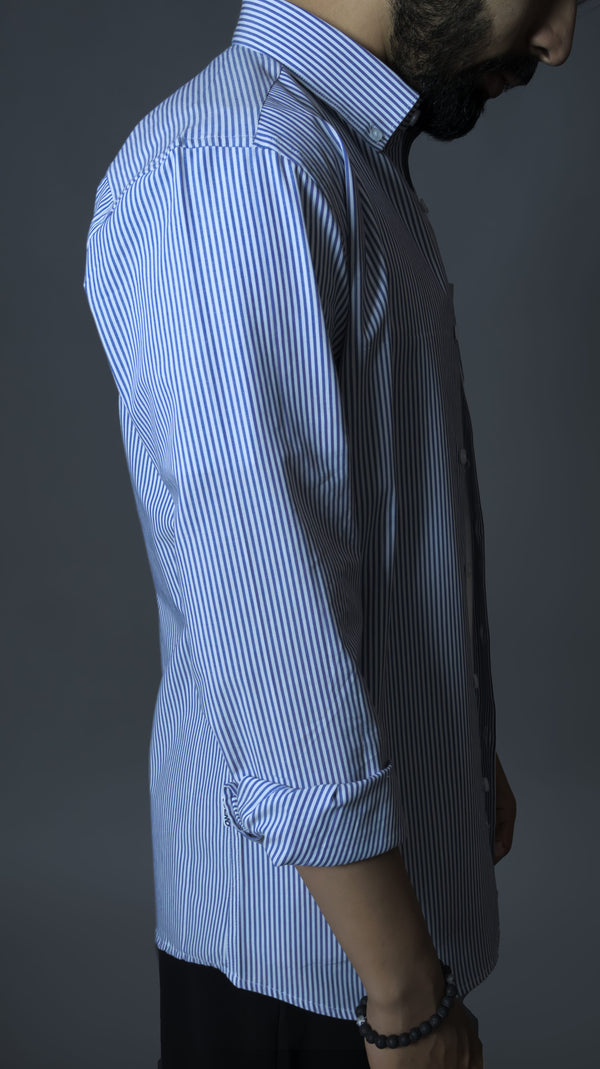 Blue and White Stripes Shirt
