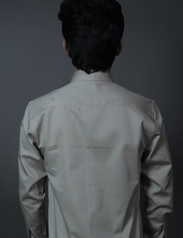 Beige Cotton Satin Shirt