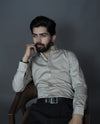 Beige Cotton Satin Shirt