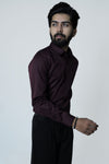 Wine Cotton Satin Shirt