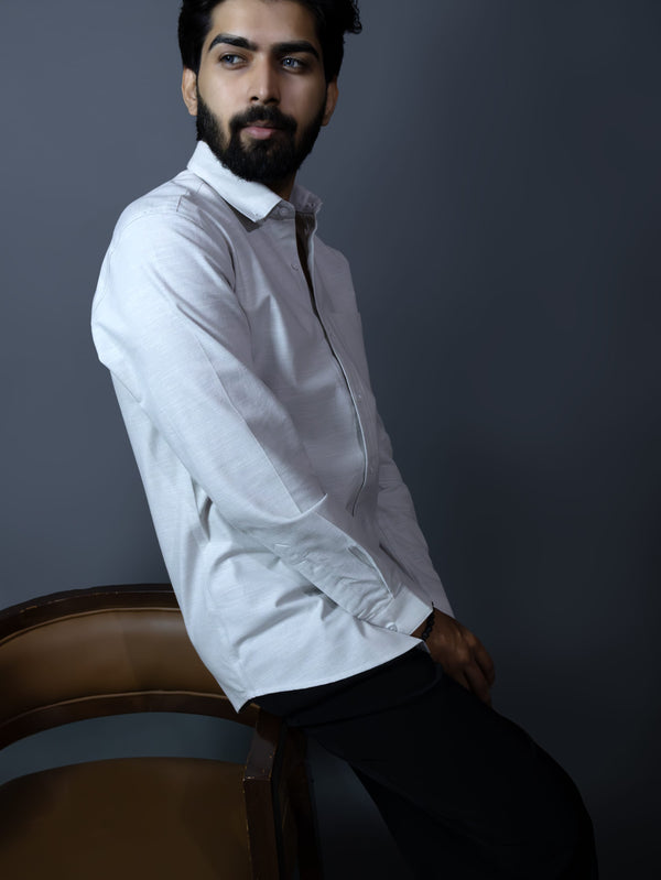 Light Grey Slub Textured Shirt