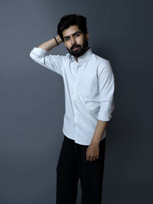 Light Grey Slub Textured Shirt