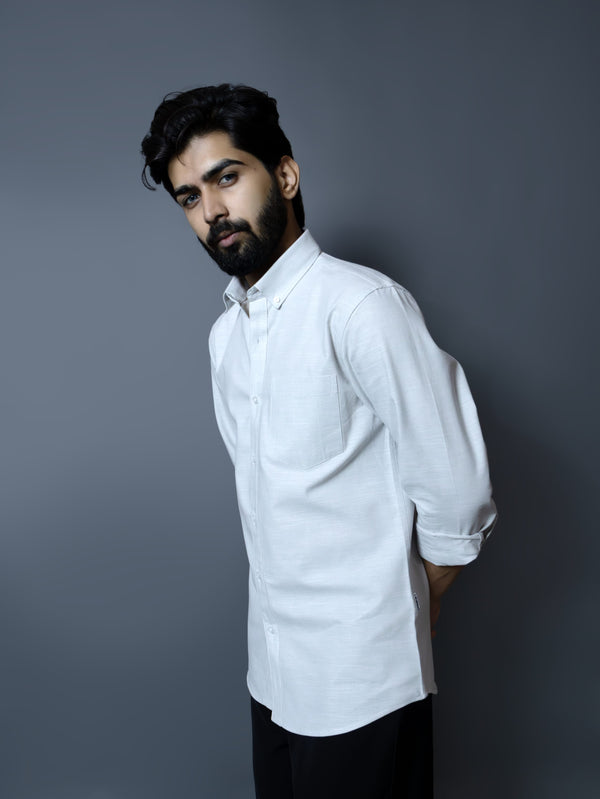 Light Grey Slub Textured Shirt