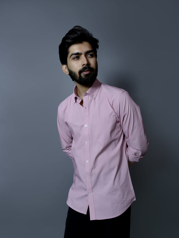 Soft Pink Luxe Cotton Shirt Slim Fit