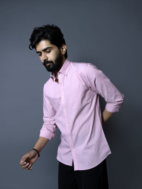 Soft Pink Luxe Cotton Shirt Slim Fit