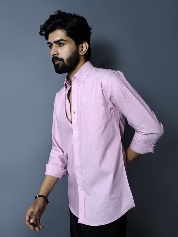 Soft Pink Luxe Cotton Shirt Slim Fit