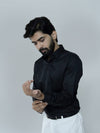 Black Cotton Satin Shirt