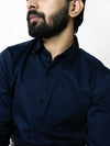 Navy Blue Cotton Satin Shirt