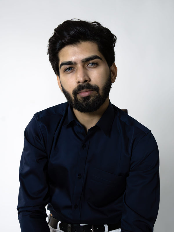 Navy Blue Cotton Satin Shirt