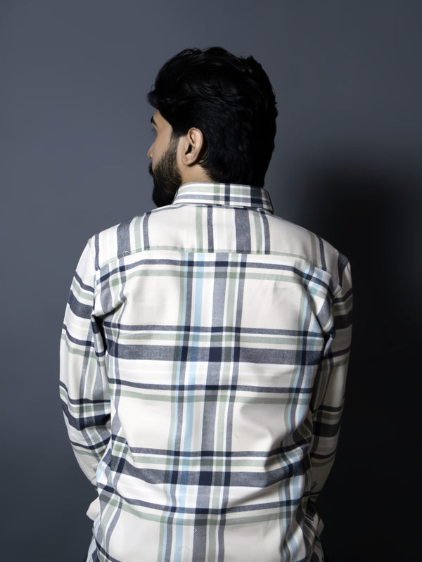 Beige Twill Checks Shirt