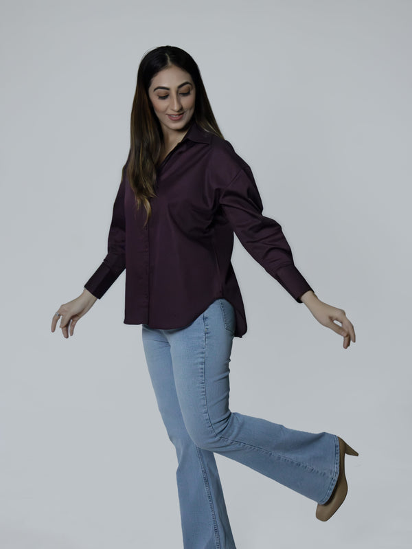 Regal Wine Satin Shirt