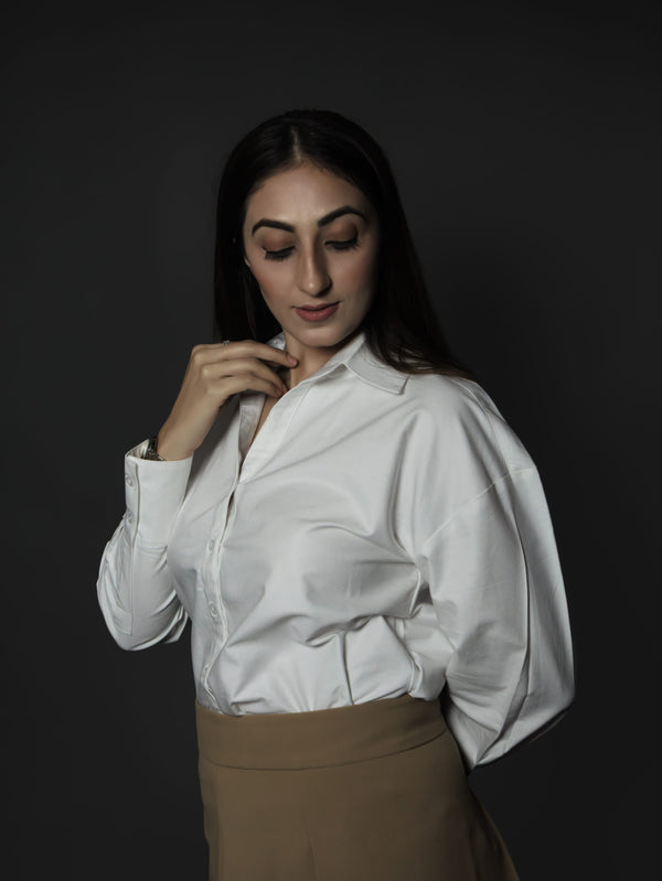 Pearl White V-Neck Shirt