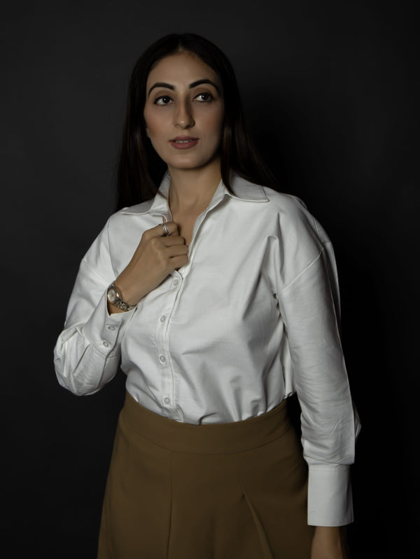 Pearl White V-Neck Shirt