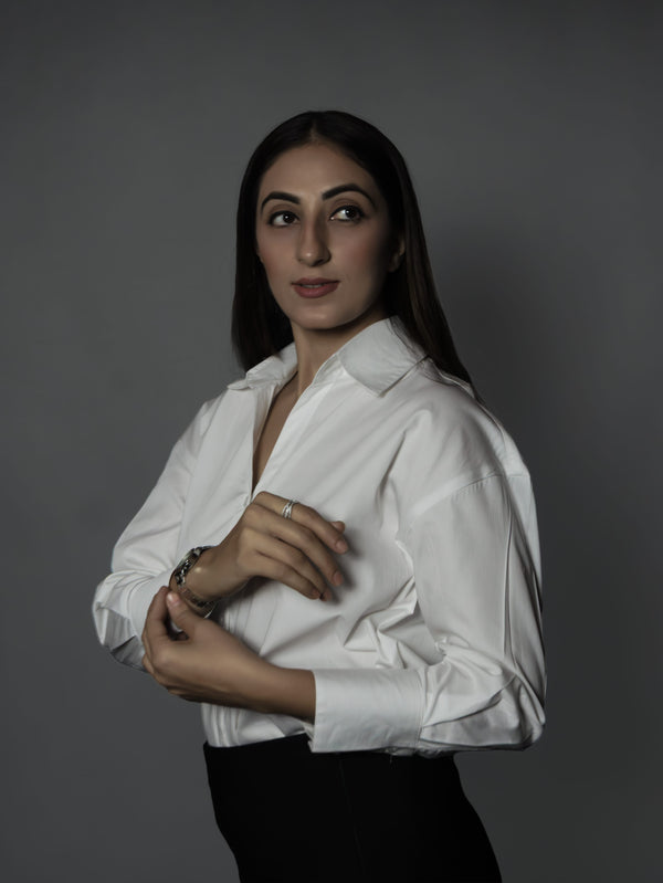 The CEO White Satin Shirt