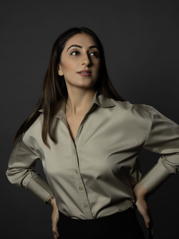 Italian Beige Satin Shirt