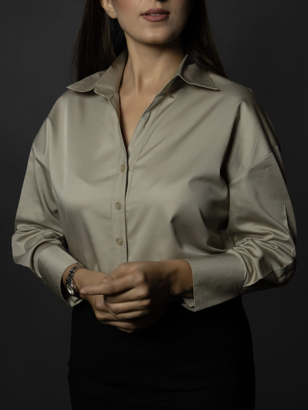 Italian Beige Satin Shirt