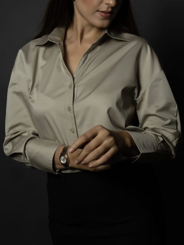 Italian Beige Satin Shirt
