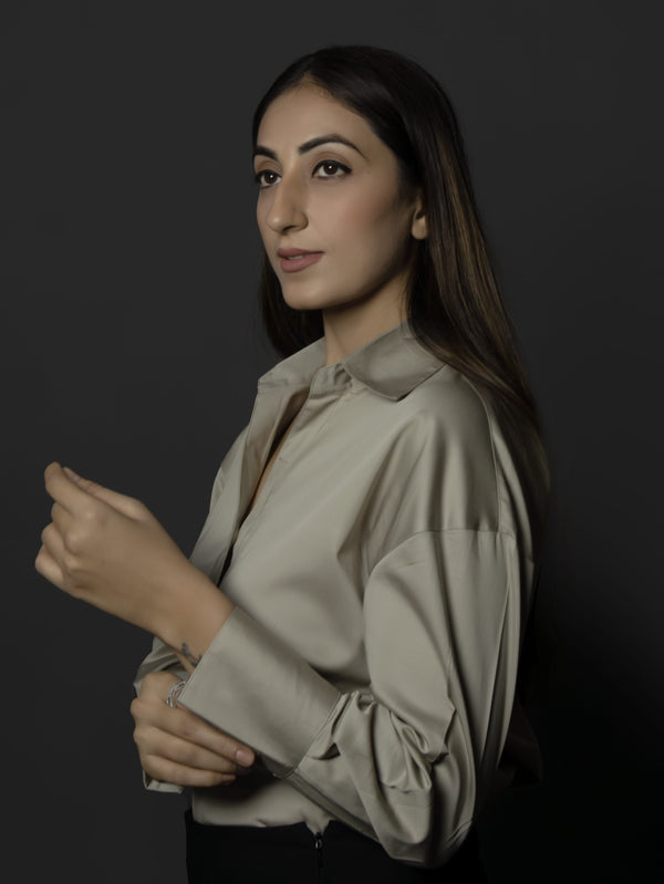 Italian Beige Satin Shirt